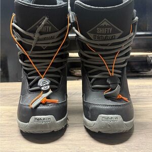 Men's Black Snow Boots with Orange Accents